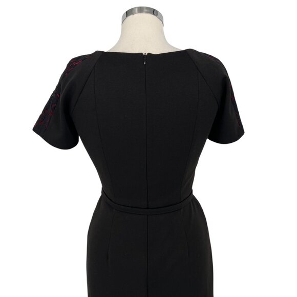 David Meister Black Red Lace A-Line Short Sleeve Dress Size 2 - Picture 7 of 11
